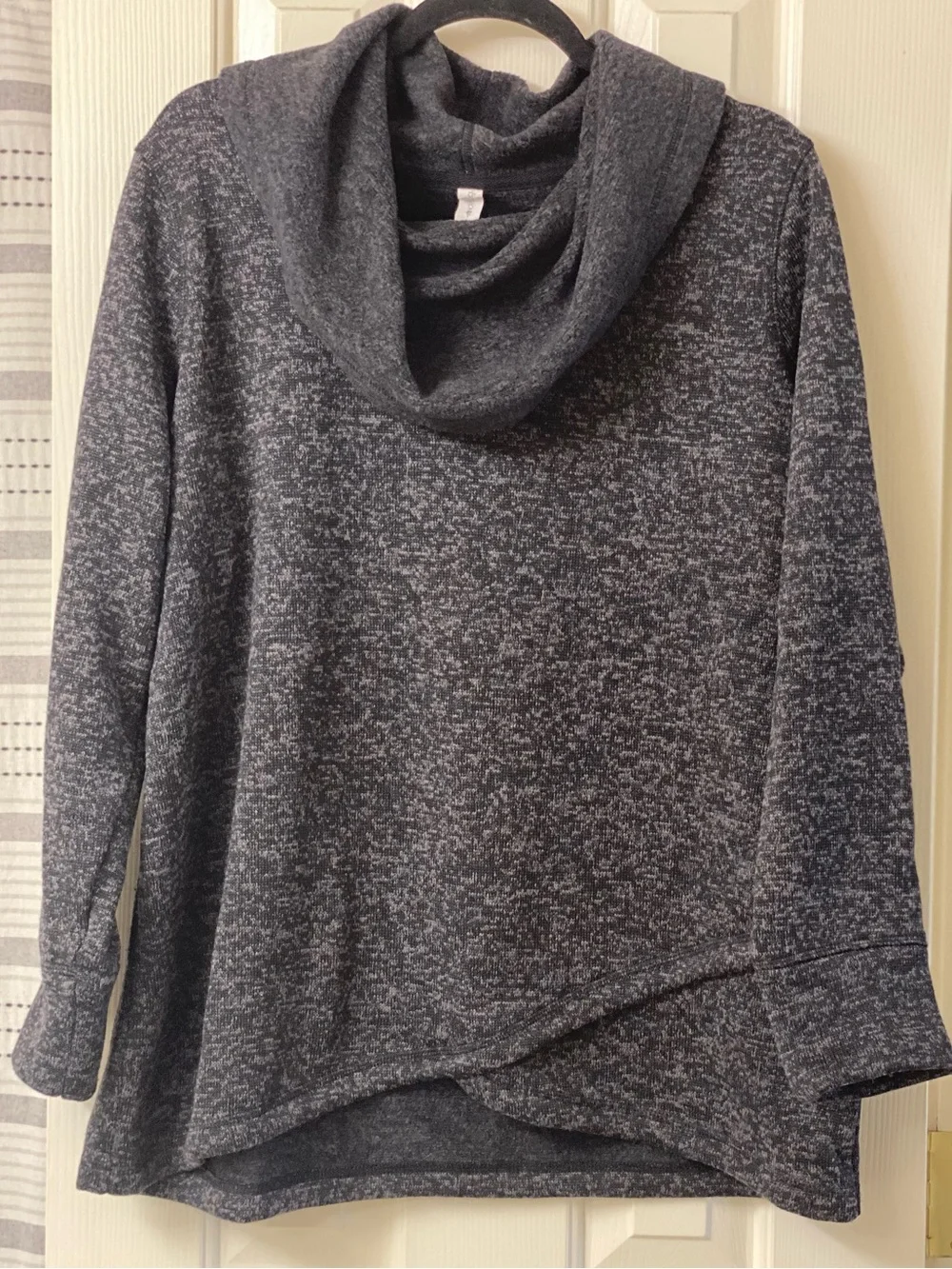 Ideology Charcoal Gray & Black Heather Cowl Neck Fleece Sweater Top Size 1X